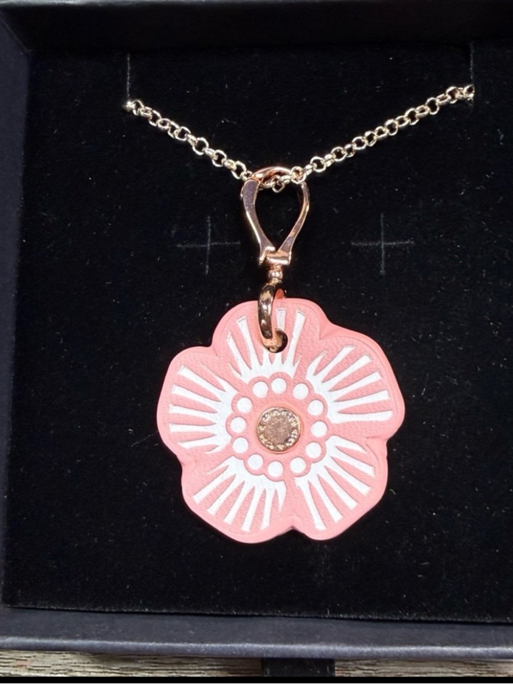 COACH Poppy, Coach -Flower - Light Pink /rose chain 22” - Picture 2 of 6